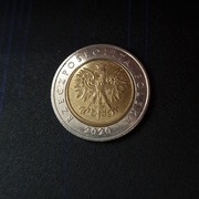 Moneta 5 zł z 2020 roku obiegowa 5zl złotych 2020r rok obiegowe RZADKA