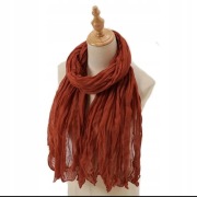 Damski szalik szal z lekkiej tkaniny - ceglasty pomarańczowy rudy 18