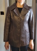 vintage brązowa skórzana kurtka damska (S/M)