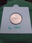 5 groszy 1939 w holderze 
