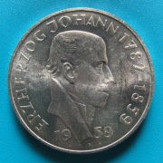 25 szylingów 1959 Austria Rocznica śmierci Jana Habsburga Ag 0,800 waga13 g