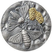 Jedwabna ćma 2 uncje -  Srebrna moneta 10 Cedis Ghana 2023