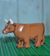 F2110. Nowa Figurka LEGO Animal - 64452pb01c03 Cow, krowa (Tile on Top)