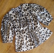 bluzka  ,,H&M"__elegancka cętki bufiasty rękaw baskinka__38/M