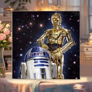 5D DIY Haft diamentowy Star Wars C-3PO oraz R2-D2 50x50cm