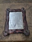 Ciekawe stare zabytkowe lustro lusterko w drewnianej ramie  antyk