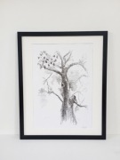 Obraz Drzewo Nowoczesny Szkic Czarno-Biały Rama 40x50 Passe-partout