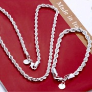 Zestaw Męski 4mm Łańcuszek 60cm + Bransoletka Splot Lina