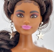 Kolczyki biżuteria dla lalki Barbie srebrne gwiazdy