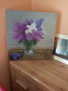 Obraz olejny bzy w wazonie 