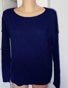SECEND FEMALE SWETER  NIEBIESKI NIETOPERZ CIEPLY Z ALPACA OBSZERNY XS  S M