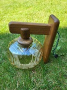 Kinkiety szklane w oprawie z drewna debowego 2szt.