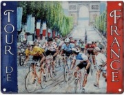 Szyld retro Tour de France  vintage, reklamowy znak metalowy emaliowany.~A3
