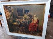 OBRAZ 77x89 cm  Jan Vermeer The Glass of Wine reprodukcja