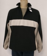 Czarno beżowy sweter męski na krótki zamek z podszewką Gore-Tex roz. L