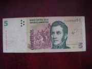 BANKNOT  ARGENTYNA 5 Pesos 2015 r. 