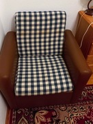 Fotele Vintage PRL w granatową kratkę