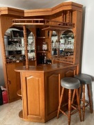 Barek narożny drewniany + hokery