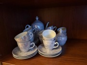 Serwis do kawy „marmurek” szary – dzbanek, cukiernica, filiżanki