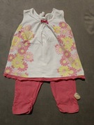 Wójcik Zestaw Pełna Radość Tunika Getry 3/4 Kwiatki Kokarda Rozmiar 74