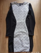 Elegancka sukienka czarna biała Reserved 36 stan bardzo dobry