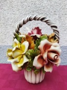 Piękna włoska ozdoba kwiaty w koszu 23cm