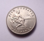 Filipiny USA 5 centavos 1944 S PIĘKNA!