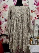 H&m sukienka modny wzór kwiaty luźny fason bawełna roz.34 