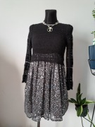 Koronkowa czarna srebrna sukienka w cekiny Taylor swift