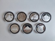 Zestaw Srebrnych monet 7 cudów świata antycznego 1 oz cały komplet 