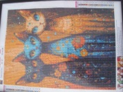 obraz koty z diamentów diamonds painting haft diamentowy 5D akryl hand made