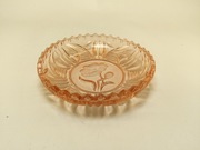 Stary, szklany talerzyk, spodek. 15cm, paterka, Rozalinowy. Kwiat.Talerz.