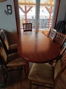 Stół rozkładany drewniany 8 krzeseł +1 gratis 