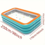Basen dmuchany ogrodowy rodzinny, 3 komory, prostokątny, grube PVC