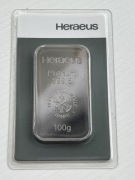 Nowa Sztabka Platyna 100g HERAEUS