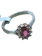 Pierścionek z turmalinem i topazami, srebro 925, certyfikat RocksTV