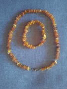 Bursztyn nieoszlifowany naszyjnik i bransoletka