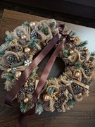 Jutowe wianki brąz i złoto.