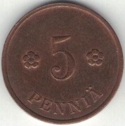 Finlandia 5 pennia 1939 18 mm nr 3