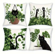 Poszewka na poduszkę kocie sprawki czarny kotek 50x50cm 4szt. (wysyłka 12h)