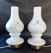 Zestaw dwóch lampek nocnych - szklane klosze - po renowacji - lata 70