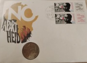 NRD moneta 5 Marek 1978 list numizmatyczny 4 znaczkipocztowe Anti-Apartheid