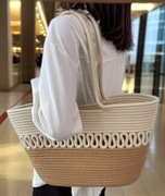 Pleciona torba na ramię tote beż wytrzymała pojemna naturalna eko URLOP