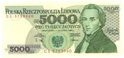 5000 / 5.000 zł 1988 seria CS, st.1 UNC