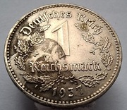 stara moneta 1 marka Reichsmark 1937 E RZADKA