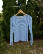 Longsleeve koszulka bluzka w paski biały niebieski bawełna Wólczanka M/38