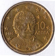 GRECJA 10 centów 2020, KM# 211, stan 1-  UNC