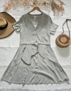 Szałwiowa oliwkowa sukienka 100% wiskoza Ecovero Object 44 XXL