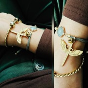 Bransoletka sznurkowa khaki z intencją | handmade | labradoryt