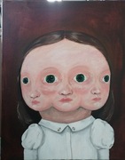 Trójca święta - dziewczyna o trzech twarzach - akryl na płótnie 